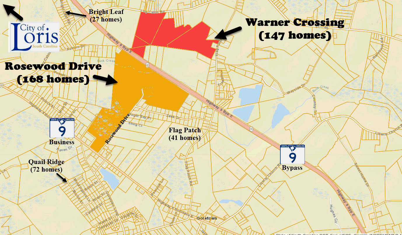 New home community of Warner Crossing in Loris, SC