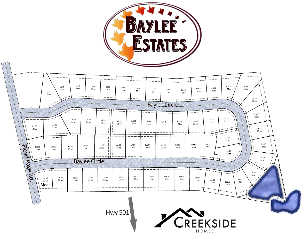Baylee Estates  new home community in Aynor developed by Creekside Homes.