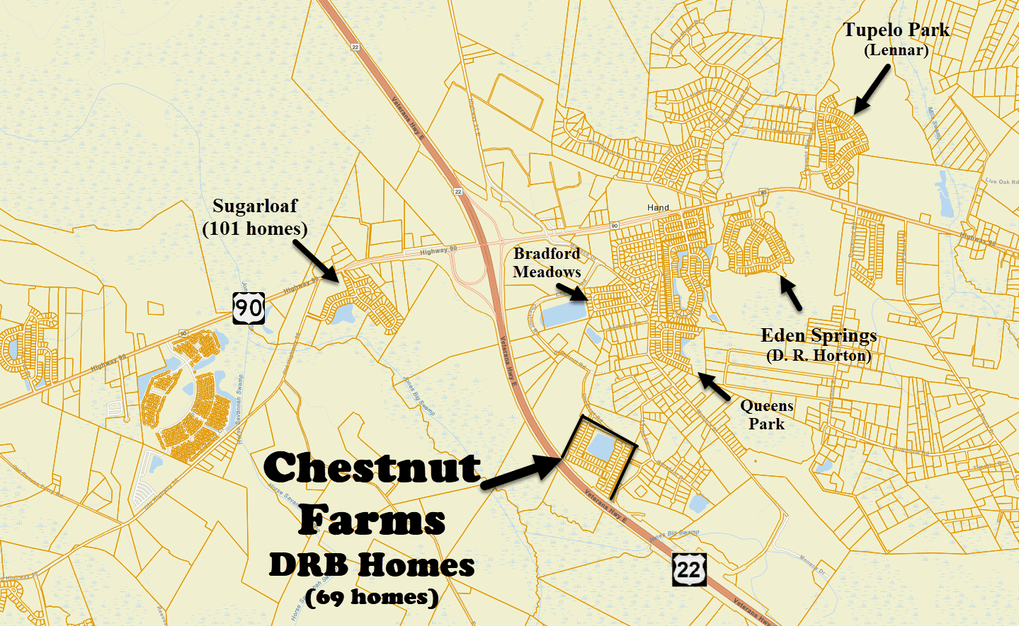 New home community of Chestnut Farms in Conway by DRB Homes