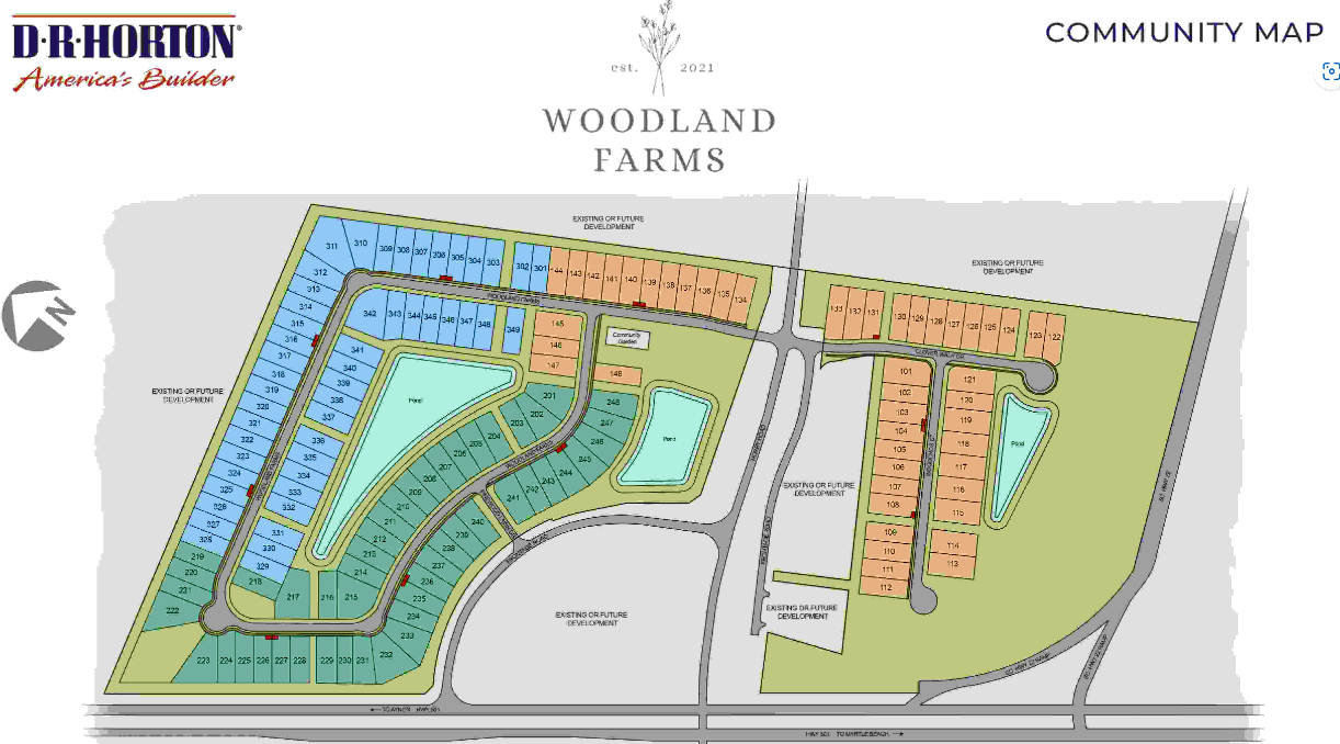 D. R. Horton Community Map of Woodland Farms in Conway