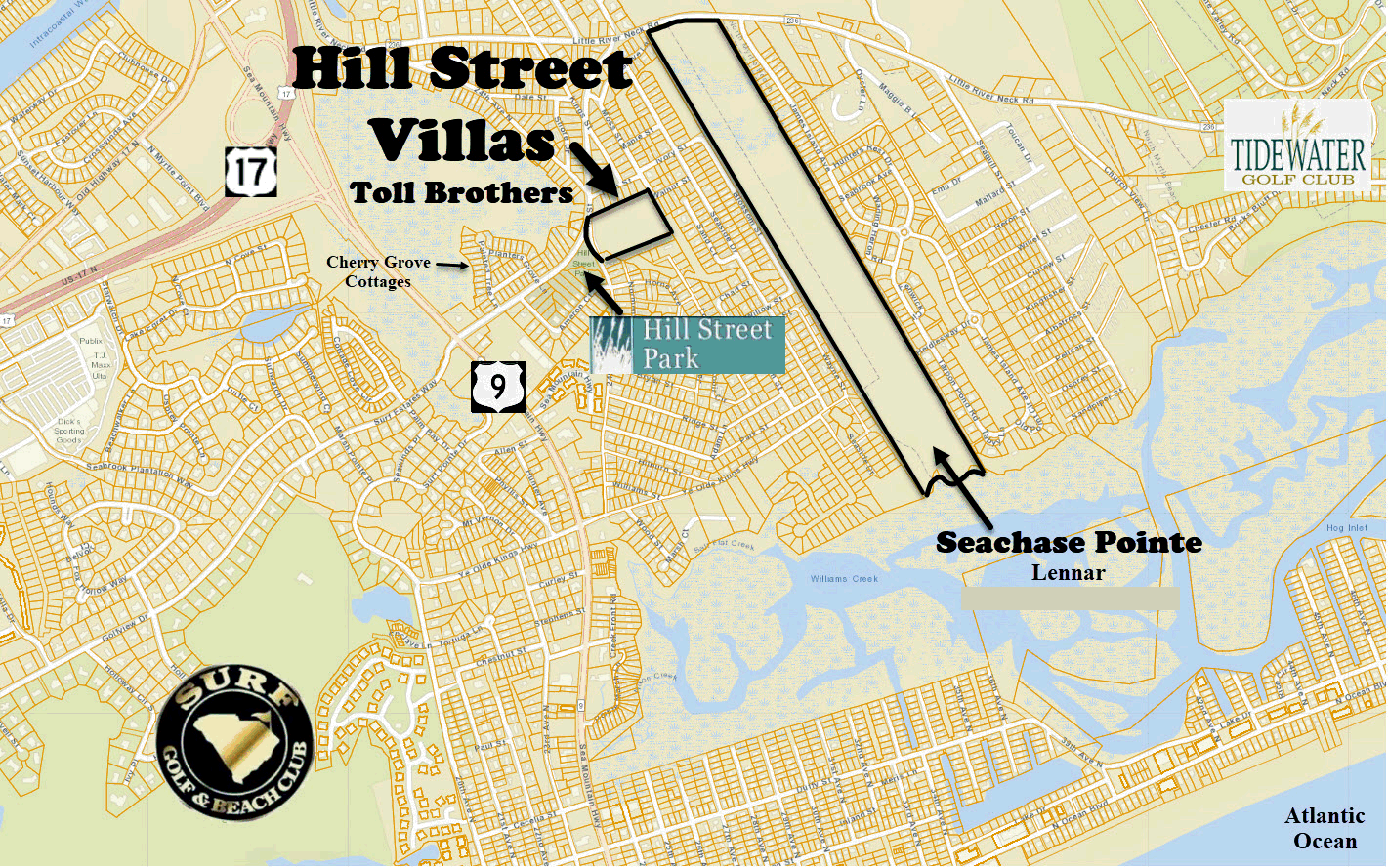 New home community of Hill Street Villas in North Myrtle Beach by Toll Brothers