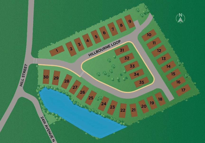 Community Map of the new home community of Hill Street Villas in North Myrtle Beach by Toll Brothers