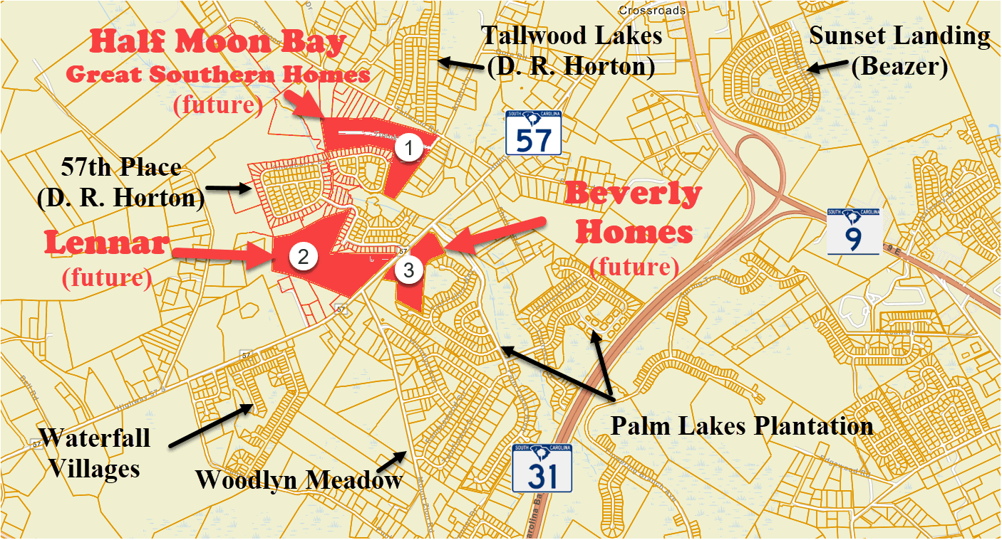 New home communities coming soon off of Highway 57 in Little River/Longs