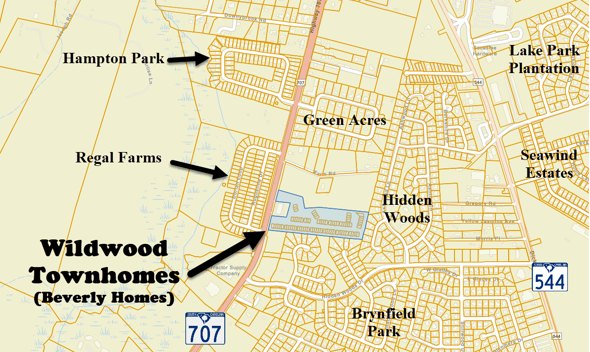 Wildwood Townhomes in Socastee by Beverly Homes