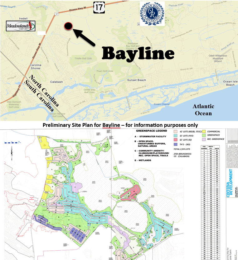New home community of Bayline in Calabash