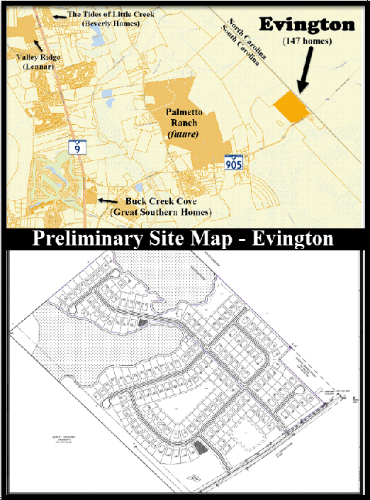 New home community of Evington in Longs, SC