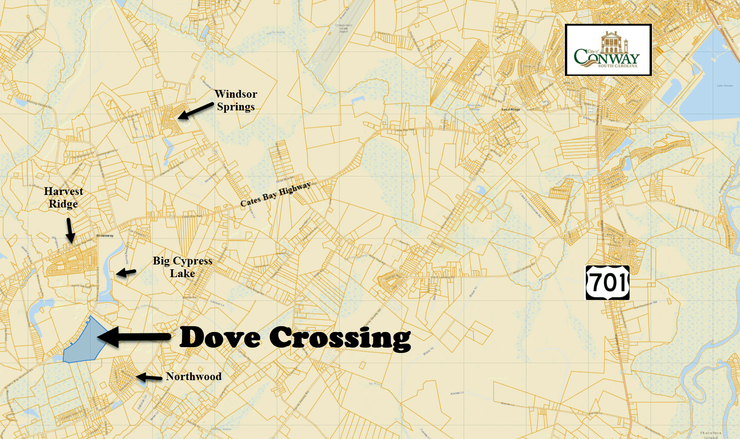 New home community of Dove Crossing in Conway by D. R. Horton