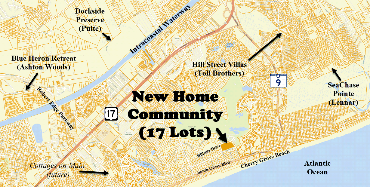 North Myrtle Beach new home community off of Hillside Drive