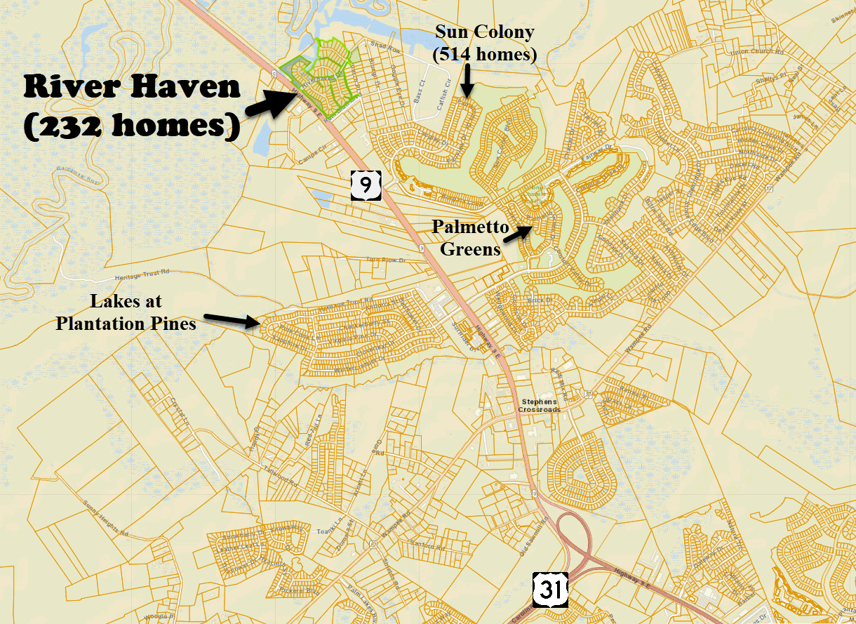 New home community of River Haven in Little River