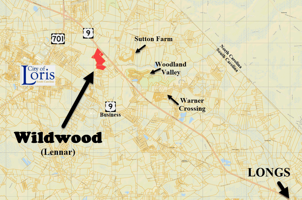 New home community of Wildwood in Loris by Lennar