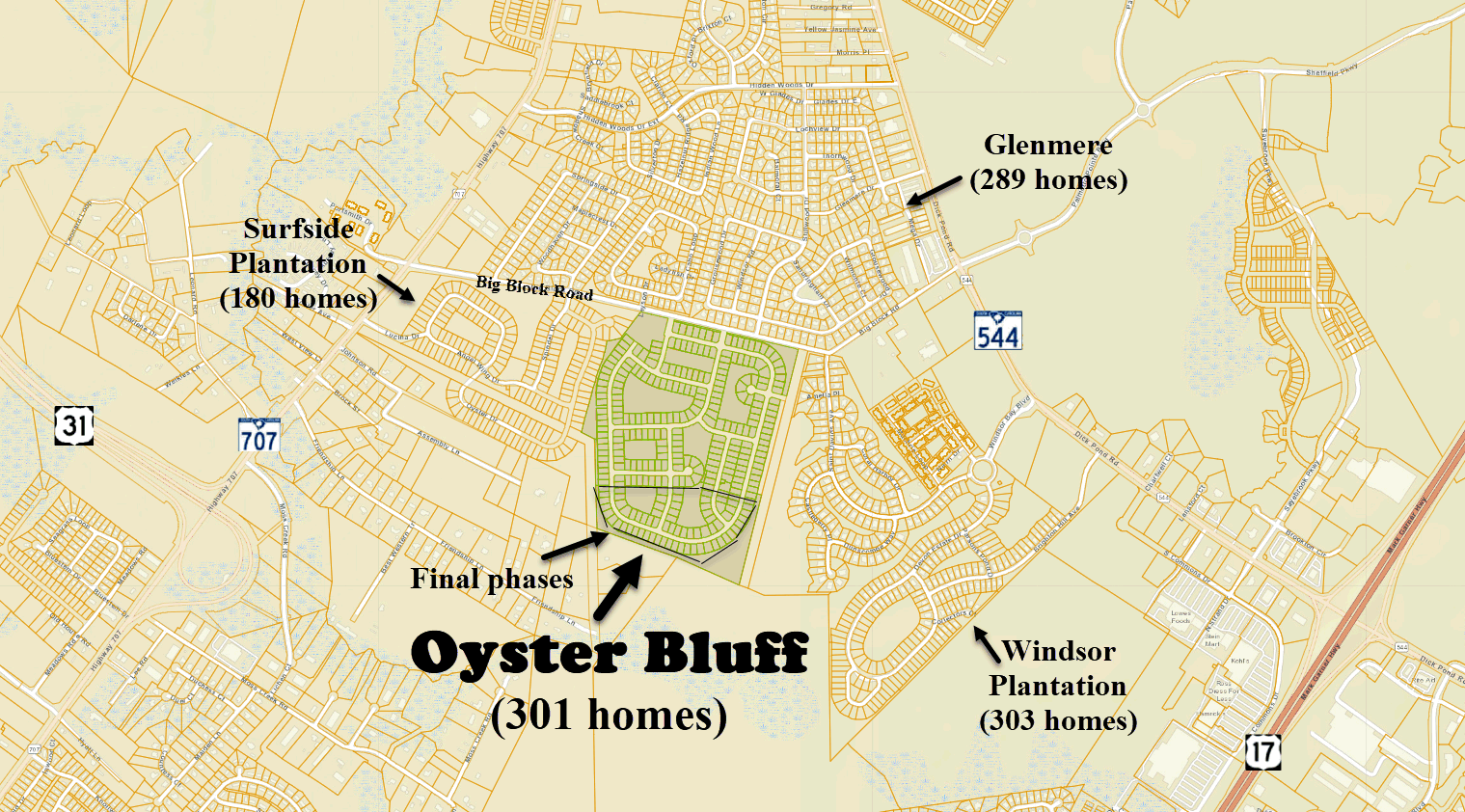 Oyster Bluff new home community in Surfside by D. R. Horton