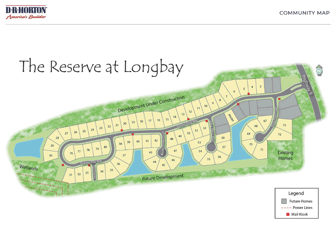 The Reserve at Long Bay new home community in Longs by D. R. Horton - community map