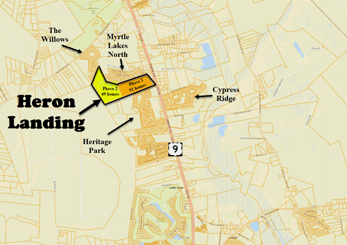 New home community of Heron Landing in Longs, SC