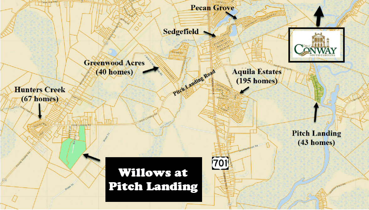 New home community of Willows at Pitch Landing in Conway