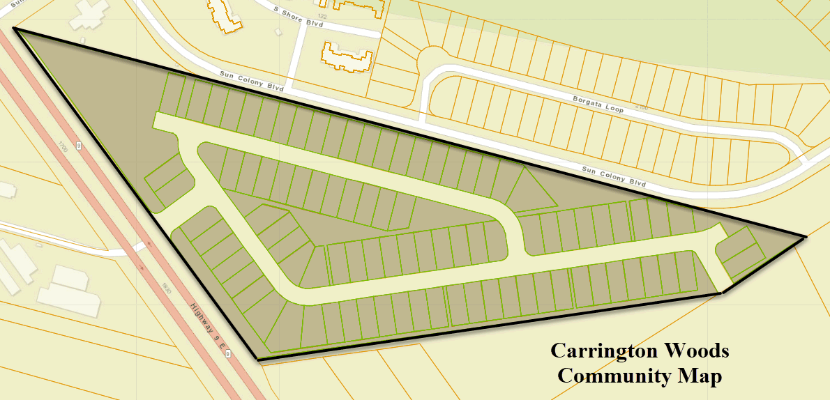Community Map of Carrington Woods in Longs by D. R. Horton