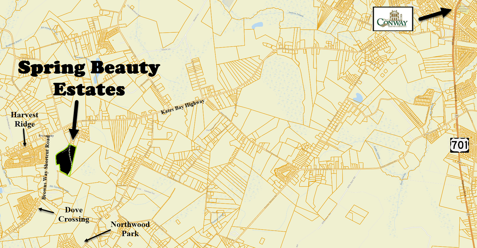 New home community of Spring Beauty Estates in Conway