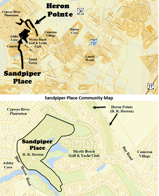 New home community of Sandpiper Place in Myrtle Beach by D. R. Horton