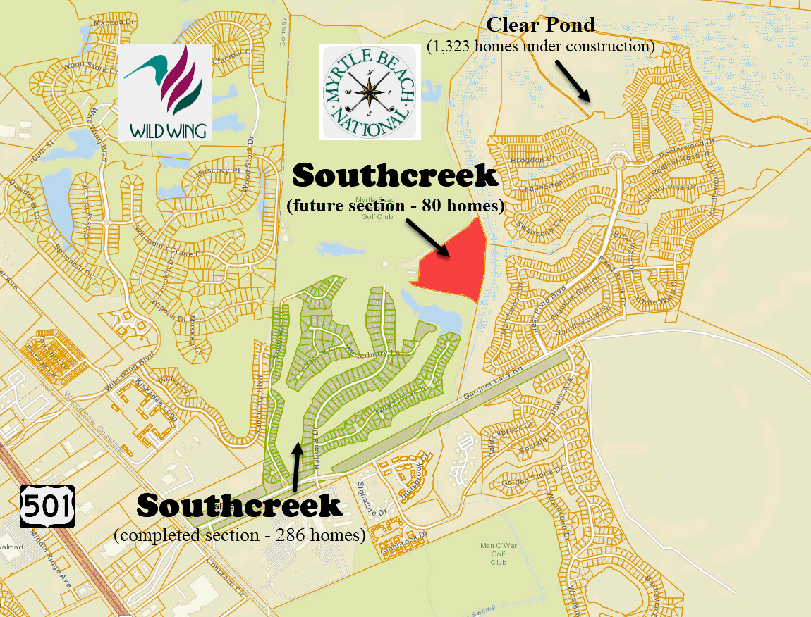 New home community of Southcreek in Carolina Forest