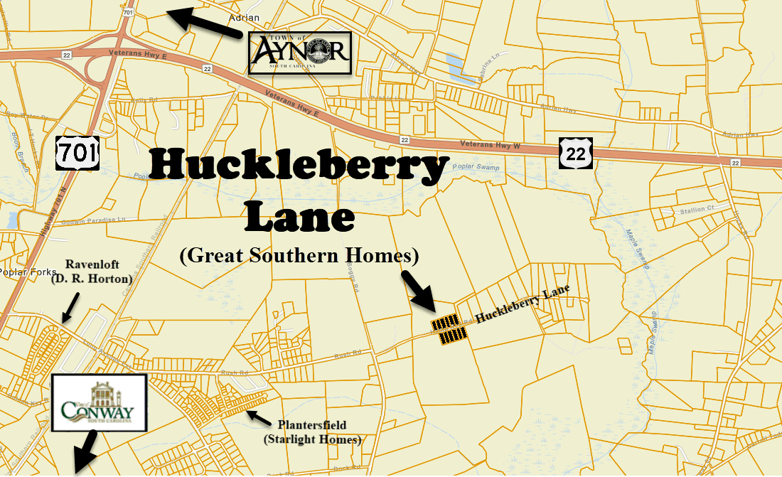 New homes off of Huckleberry Lane in Conway by Great Southern Homes